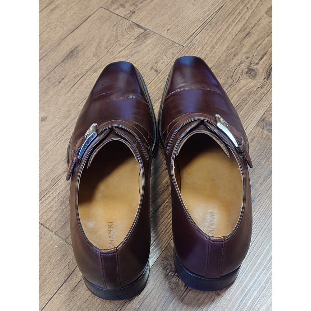 Magnanni Men’s Monk Strap 9.5M Cordovan Brown Burnished Leather Dress Shoes - Picture 9 of 11